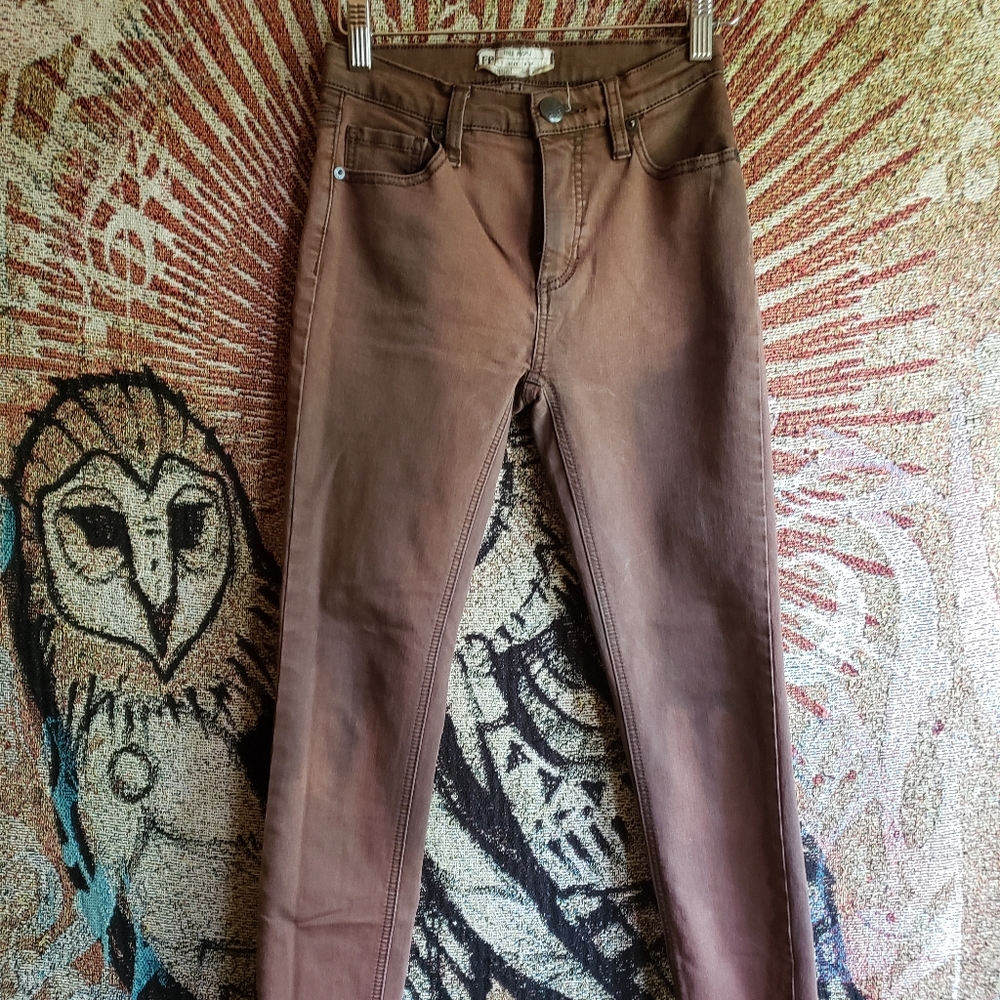 Free people wax coated denim skinny jeans